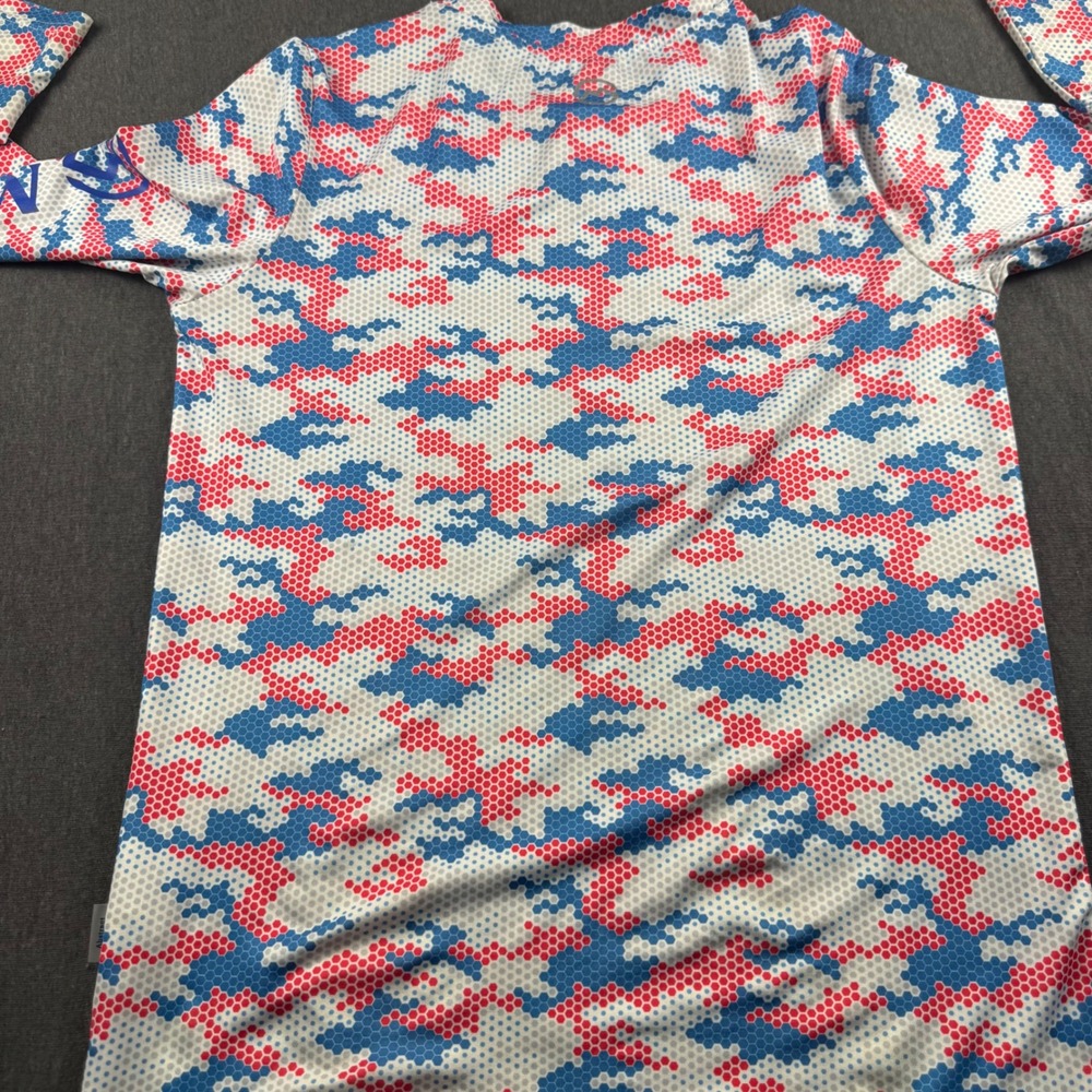 Magellan Outdoors Kids M Red‎ White Blue Hex Camo Fish Gear Long Sleeve Shirt - Picture 8 of 10